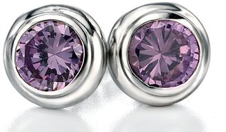 Fiorelli Silver Round purple cubic zirconia stud earrings