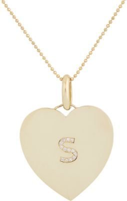 Jennifer Meyer Oversize Diamond & Gold Initial "S" Heart Pendant Necklace