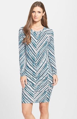 Tart 'Althea' Stripe Jersey Ruched Body-Con Dress