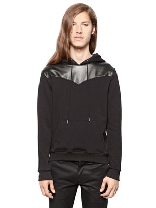 Saint Laurent Leather & Cotton Fleece Sweatshirt