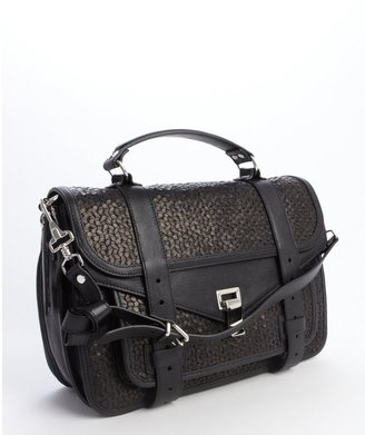 Proenza Schouler black leather medium 'PS 1' weave detail convertible shoulder bag
