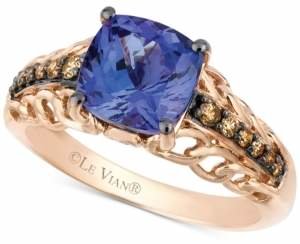 LeVian Tanzanite (2 ct. t.w.) and Chocolate Diamond (1/5 ct. t.w.) Accent Ring in 14k Rose Gold, Created for Macy's