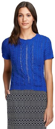 Brooks Brothers Short-Sleeve Cable Knit Crewneck Sweater