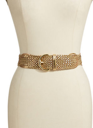 Lauren Ralph Lauren Metallic Leather and Twine Braided Belt --