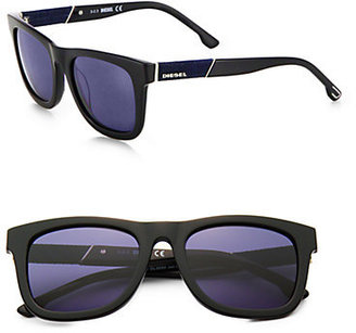 Diesel 52MM Denim-TriMMed Wayfarer Sunglasses