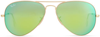 Ray-Ban Aviator Sunglasses with Flash Lenses, Gold/Green Mirror