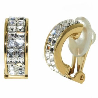 Finesse Gold & Swarovski Crystal Half Hoop Clip Earrings