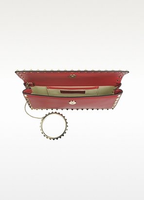 Valentino Rockstud Red Leather Clutch