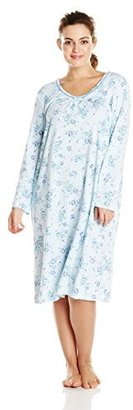 Karen Neuburger Women's Plus-Size Pretty Please Long Sleeved Pullover Nightgown
