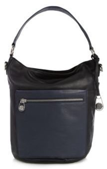 Betty Jackson Designer black colour block leather bucket bag