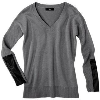 Mossimo Women's V-Neck Sweater w/ Faux Leather - Assorted Colors