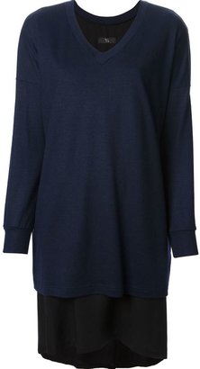 Y's layered V-neck sweater dress