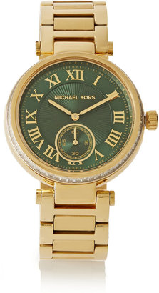 Michael Kors Skylar crystal-embellished gold-plated watch