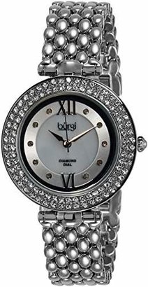 Burgi Women's BUR126SS Diamond & Crystal Accented Mother-of-Pearl Swiss Quartz Bracelet Watch