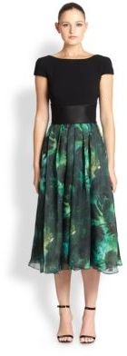 Theia Floral Organza-Skirt Dress