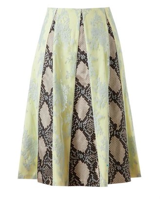 Erdem Jemima Lace and Python Printed Silk Skirt