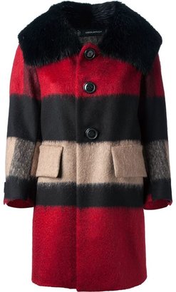 DSquared 1090 DSQUARED2 striped mid length coat