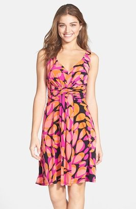 Maggy London Print Front Drape Jersey Fit & Flare Dress