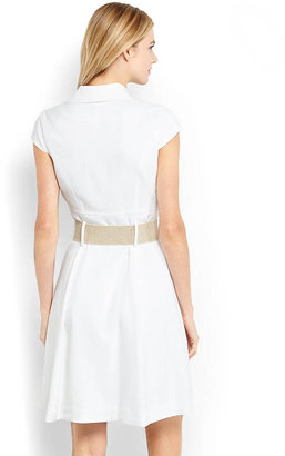 Tahari by Arthur S. Levine White Belted Shirtdress