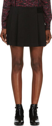 Proenza Schouler Black Pleated Wool Crepe Mini Skirt