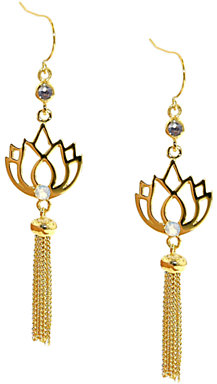 Melissa Odabash Gold Plated Lotus Tassel Drop Earrings