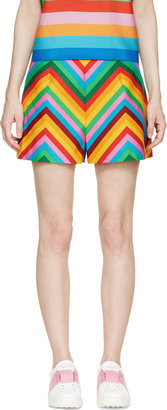 Valentino Rainbow Baladera Chevron Striped Shorts