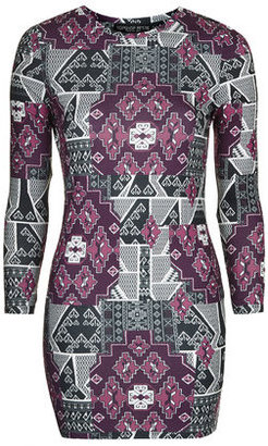 Topshop Womens PETITE Aztec Print Dress - Burgundy