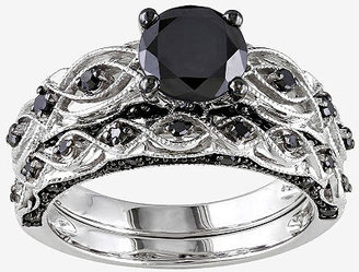 MODERN BRIDE Midnight Black Diamond 1 3/8 CT. T.W. Color-Enhanced Black Diamond 10K White Gold Bridal Set