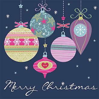 Art File Christmas Baubles Charity Cards, Box of 6