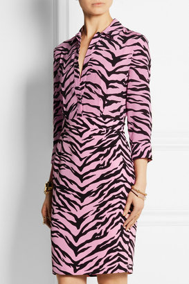 Moschino Boutique Tiger-print silk-chiffon and crepe shirt dress