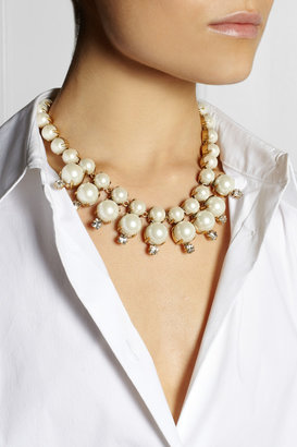 J.Crew Royal gold-tone, faux pearl and cubic zirconia necklace