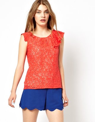 Oasis Lace Ruffle Shell Top
