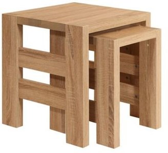 Debenhams Washed white oak effect 'Cleves' nest of 2 tables