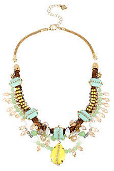 Betsey Johnson Mint & Yellow Faceted Stone Frontal Necklace