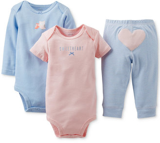 Carter's Baby Girls' 3-Piece Heart Bodysuits & Pants Set