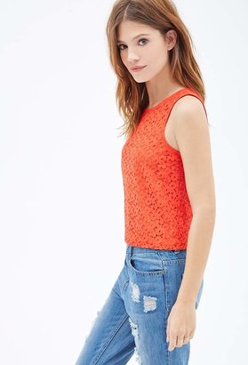 Forever 21 Crochet Bow Patterned Top