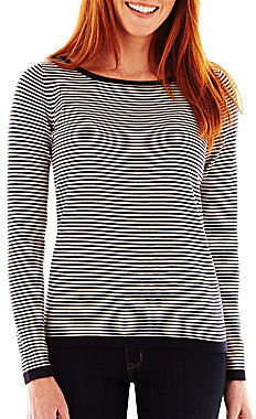 Liz Claiborne Long-Sleeve Striped Sweater