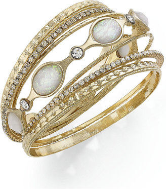 INC International Concepts Gold-Tone Opal-Colored Stone Bangle Bracelet Set