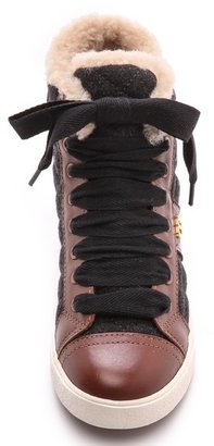 Tory Burch Oliver Flannel High Top Sneakers