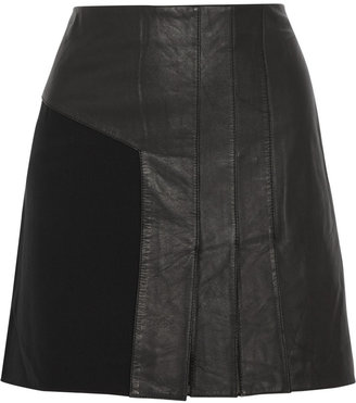 3.1 Phillip Lim Silk-paneled leather mini skirt