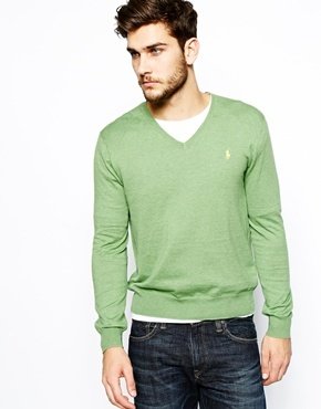 Polo Ralph Lauren Jumper With V Neck in Slim Fit - green