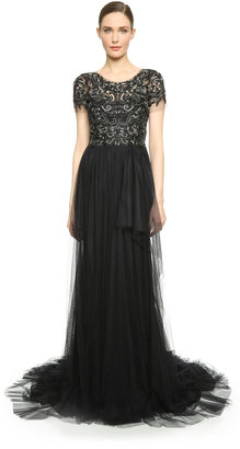 Marchesa Beaded Tulle Gown