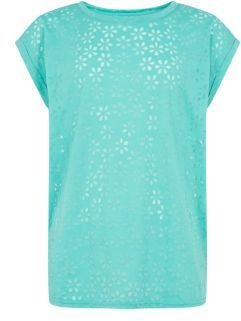 New Look Teens Turquoise Daisy Print Burnout T-Shirt