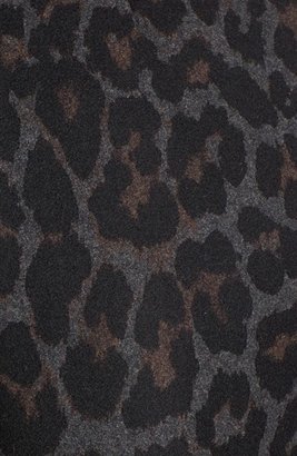 Betsey Johnson Collarless Leopard Print Wool Blend Coat (Online Only)