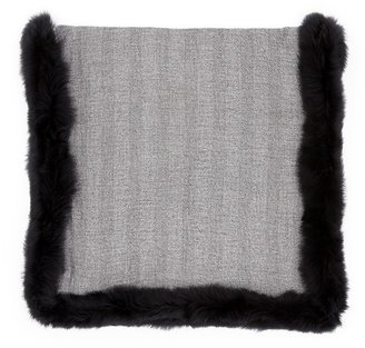 Fox fur trim cashmere-silk scarf