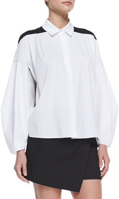 Robert Rodriguez Poplin & Silk Combo Illusion Long-Sleeve Shirt