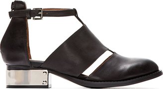 Jeffrey Campbell SSENSE Exclusive Black Washed Leather & Silver Carina Flats