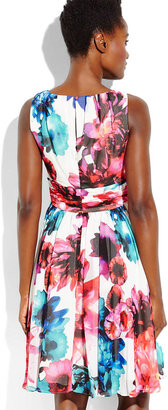 Eliza J Floral Pleated Fit & Flare Dress