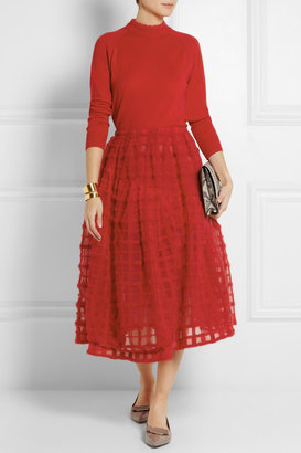 Simone Rocha Wool-embroidered tulle midi skirt