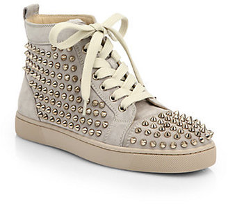Christian Louboutin Louis Woman Studded Suede High-Top Sneakers